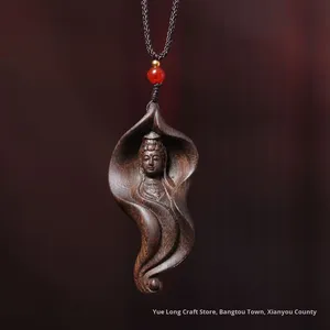 Trầm Hương Khắc Mặt dây chuyền xách tay phật tượng Vòng cổ Văn hóa nghệ thuật trang sức-Lá Sen guanyin Bồ Tát cho nam giới phụ nữ - Product Image 3