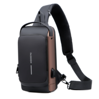 Sac Poitrine Bandoulière Tendance avec Port USB et Serrure Codée Antivol, Sac à Épaule Étanche Personnalisable pour Hommes