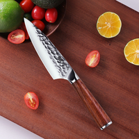 FINDKING Sky Mirror Couteau utilitaire en acier inoxydable de 5 pouces 5Cr15mov Couteau à éplucher les fruits de cuisine avec manche en palissandre