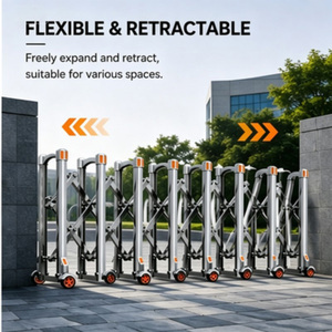 Barrière escamotable industrielle en acier inoxydable de 1,2 m de haut, robuste et extensible, pour la circulation routière, mobile et portable - Product Image 3