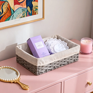 Cestas de Almacenamiento de Plástico Tejidas a Mano, Ecológicas, Personalizadas ODM, para Sala de Estar y <span class=keywords><strong>Baño</strong></span>, Estilo Vintage - Product Image 2