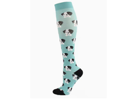 Chaussettes de compression à imprimé chien mignon, vert menthe, hauteur genou, pour le pickleball, la course à pied, les sports et le quotidien