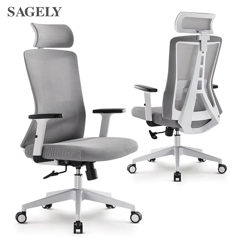 Foshan Sagely Meubels Aanpasbare Executive Swivel Thuis Stoel Ergonomische Mesh Bureau Stoelen