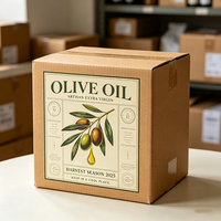 Boîte en carton ondulé imperméable personnalisée avec esthétique dorée, pour huile d'olive d'origine unique pressée à froid, livraison express en 72h