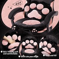 Chaise de jeu inclinable Anji Black Pink pour fille, échantillon gratuit, chaise de jeu mignonne avec oreilles de chat, coussin lombaire et coussin, 300 lb pour adulte
