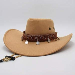 Wholesale Unisex Cowboy <strong>Hat</strong> with Embroidered Band &amp; Coin Pendants-Fashion Style Four Seasons Use - Product Image 2