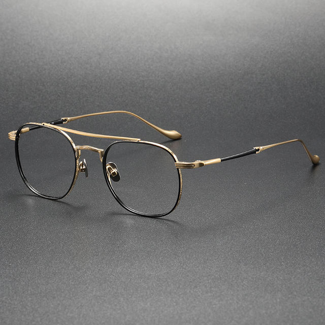 M3077 Titanium Material Eyewear Glasses Square Cat Eye Frame Gold Color Classic Style Anti Blue Light Lens