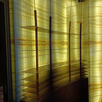 Panel dinding Backlit harimau Onyx, lurus alami kayu putih lapisan marmer Onyx latar belakang meja Bar dinding