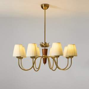 Vintage Solid Wood Chandelier 5 Heads <b>LED</b> <b>Light</b> E27 Bulb Base Round Shape Home Lighting For Living Room Bedroom Dining Room - Product Image 1