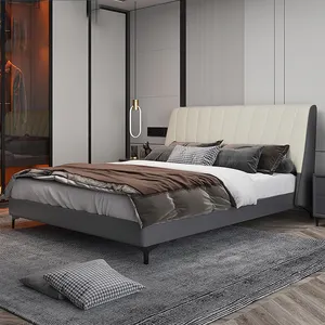 बेडरूम फर्नीचर के लिए सस्ते थोक उच्च गुणवत्ता वाले लकड़ी के डबल ठोस लकड़ी सफेद क्वीन बेड फ्रेम स्टोरेज क्वीन साइज बेड के साथ