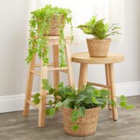 QJMAX Panier à fleurs pliable classique en corde de coton tressée, écologique, anti-poussière, 10L, pour plantes, pots, jardinières, salon
