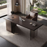 Bureau de direction moderne et luxueux en contreplaqué durable avec pieds en acrylique, table de direction en bois haut de gamme