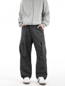 2025 nouveau printemps automne hommes Cargo pantalon nouveau Style rétro américain multi-poches lâche droite décontracté couleur unie pantalons longs - Product Image 4