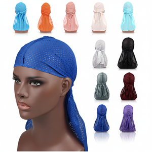 Durag à longue queue en maille respirante, bandanas à larges sangles, bonnet de chimiothérapie pour hommes et femmes, <span class=keywords><strong>bandana</strong></span> ethnique - Product Image 1