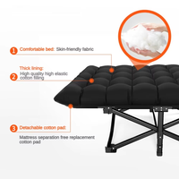 Lit de camping d'extérieur pliable pour une personne, design minimaliste, lit d'appoint, lit de repos pour le bureau, petit lit avec structure en métal et tissu Oxford