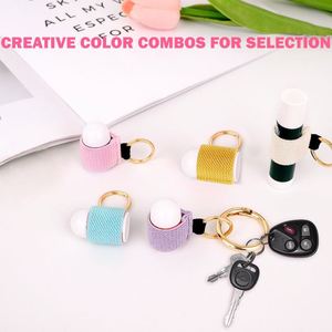 <b>Mini</b> Polyester Open Case Lip Balm & Lip Gloss Holder Keychain with Thread Design Portable Travel <b>Lipstick</b> Holder - Product Image 4