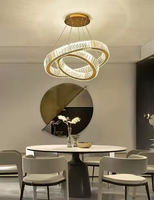 Suspension Moderne Simple Anneau, Grande Lampe de Plafond Cercle en Cristal de Luxe, pour Escalier Long, Décoration Hôtel Maison, Lustre LED