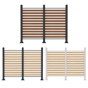 Panneau de clôture de jardin en métal, clôture décorative de jardin personnalisée en usine, clôture de jardin durable en <span class=keywords><strong>bois</strong></span> brun à lattes horizontales pour l'intimité en extérieur - Product Image 4