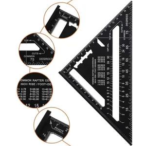 Metall Multifunktions Edelstahl Aluminium legiert Winkel Dreieck Skala Lineal für Tischler dreieckig