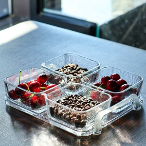 Factory Box Verpackung Glas Nussglas Haushalt <span class=keywords><strong>Candy</strong></span> Bowl <span class=keywords><strong>Set</strong></span> mit Tablett Klarglas Lagerung Snack platte - Product Image 3