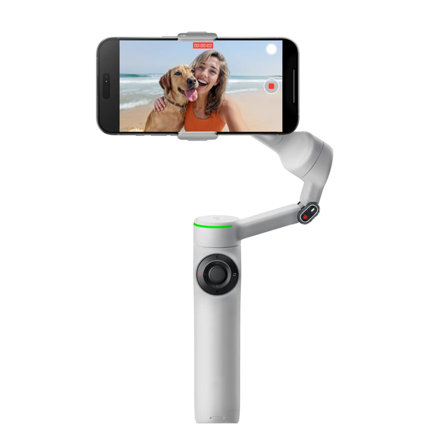 Insta360 Flow 2 Pro Grey Foldable AI Phone Gimbal 360 Pan Tracking Built-in Tripod
