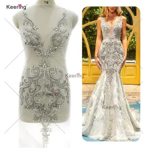 WDP-418 Keering tasarımcı korse örgü kumaş el damızlık boncuklu yapay elmas aplike giyim düğün elbisesi