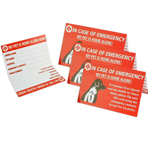 Tarjeta de contacto de emergencia para mascotas: Mis mascotas están solas en casa, tarjeta de seguridad para mascotas portátil y grabable por ambos lados para uso en emergencias - Product Image 1