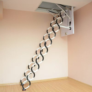Escalier de grenier télescopique électrique automatique au design moderne en acier au carbone, capacité de charge de 300 lb, hauteur extensible de 12,5 pieds - Product Image 1