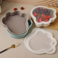Conteneur de stockage alimentaire en silicone en forme de patte avec couvercle, compatible lave-vaisselle, micro-ondes, plateau pour friteuse à air, boîte bento, organisateur de cuisine