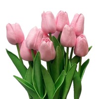 Bouquet de fleurs artificielles en PU au toucher réel, tulipes roses et blanches, fausses tulipes pour la décoration de la maison, de la table de mariage, du vase