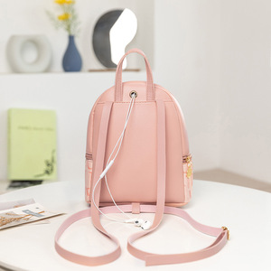 Mochila pequeña de poliuretano para mujer, bolso de hombro multiusos informal con cierre de cremallera y estampado de letras, novedad de 2023 - Product Image 4