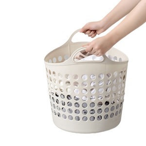 Panier à linge pliable rond, design ajouré respirant, organisateur de rangement pour vêtements, pour la maison, la salle de bain, style nordique - Product Image 3