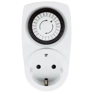Temporizador mecánico de 24 horas con enchufe, color blanco, ideal para automatizar el encendido y apagado de dispositivos. - Product Image 1