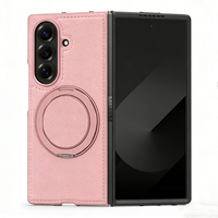 Untuk Casing Ponsel Lipat Anti Guncangan Desain Mewah Custom-Fit Z Fold7 Z Flip6 Promax A14 Tekstur Kulit Putar Magnetik 360 Derajat
