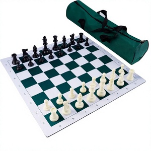 Juegoal 20 Zoll tragbares Schach- und Dame-Set, 2-in-1, faltbares Reisebrettspiel mit Aufbewahrungstasche, dicke Mauspad-Matte, 26 Dame-Spielfiguren für - Product Image 1