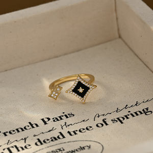 Jz68522 <span class=keywords><strong>2025</strong></span> Новое подлинное позолоченное микро инкрустированное циркониевое кольцо в виде звезды для женщин с простым дизайном и универсальным регулируемым кольцом - Product Image 4