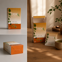 Papier cartonné blanc personnalisé, impression offset couleur, gaufrage écologique, emballage de thé, logo végétalien bio, papier cadeau pour thé vert matcha