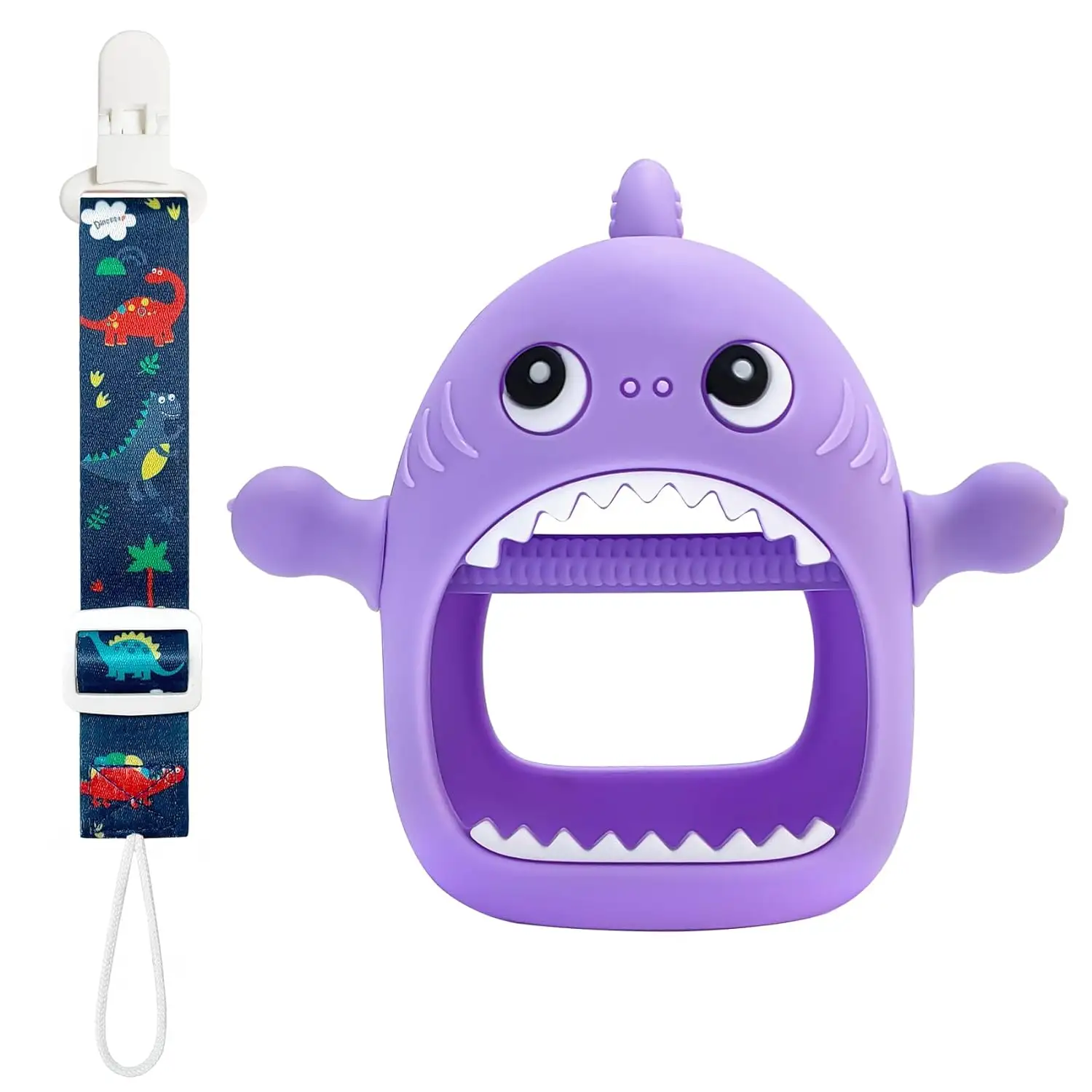 CPC Verified Never Drop Chew Toys para bebés de 0 a 6 meses, juguete de dentición para bebés, mordedor de tiburón de silicona