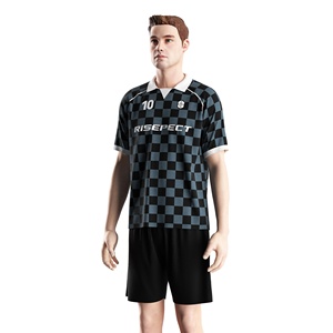 Kaus sepak bola pria pola blok rajut cepat kering klasik, kaus sepak bola, kaus latihan & pakaian jalanan grosir kerah Polo - Product Image 3