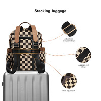 Ensemble de sacs à dos classiques en polyester à carreaux, grande capacité, durables, multifonctionnels, avec pochette assortie