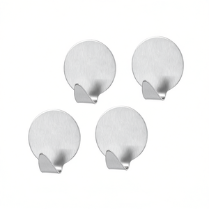 Round Adhesive <b>Hooks</b> Pack Of 4 Stainless Steel Wall Mount For <b>Kitchen</b> Bathroom Use - Product Image 2
