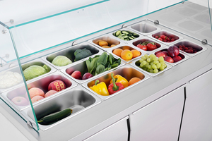 <span class=keywords><strong>Table</strong></span> de préparation réfrigérée en acier inoxydable pour salades, avec vitrine de comptoir et réfrigérateur intégré, pour bar à salades - Fournisseur OEM - Product Image 6