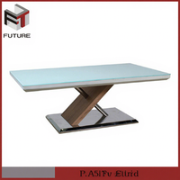 Table basse moderne en verre et MDF blanc pour le salon, meubles CT-919