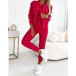 OuYaan 2026 Nuovo Completo Slim con Gilet, Giacca con Colletto Alto e Pantaloni, Set Casual da <span class=keywords><strong>Donna</strong></span> a Righe con Contrasto di Colori in <span class=keywords><strong>3</strong></span> Pezzi - Product Image 3