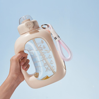 Bouteille d'eau portable Kawaii de 1500 ml, grande capacité, pour étudiants, à boire directement, écologique, gourde de sport, pour enfants, utilisation estivale