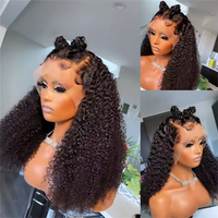 Vente en gros Perruque bouclée à double tirage Perruque Bob cuticule vierge crue alignée 100% cheveux humains 13x4 HD perruques Full Lace Front pour femmes noires