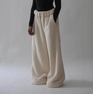 Pantaloni in lana Super caldi da donna pantaloni invernali <span class=keywords><strong>a</strong></span> <span class=keywords><strong>vita</strong></span> larga con elastico <span class=keywords><strong>a</strong></span> <span class=keywords><strong>vita</strong></span> <span class=keywords><strong>bassa</strong></span> pantaloni da donna - Product Image 4