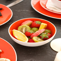 Service de table en porcelaine rouge orangé minimaliste nordique, vaisselle en céramique, bols, assiettes et plats