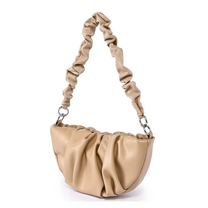 Bolsos de mano de moda personalizados para mujer, bolso de hombro plisado de cuero genuino para mujer - Product Image 2