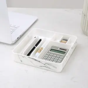 Desktop Stapelbaar Ps Pen Clip Liniaal Briefpapier Opbergvak Plastic Marmer 5 Laden Bureau Organizer